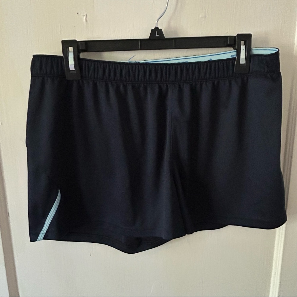 adidas Women's Black and Light Blue Athletic Shorts